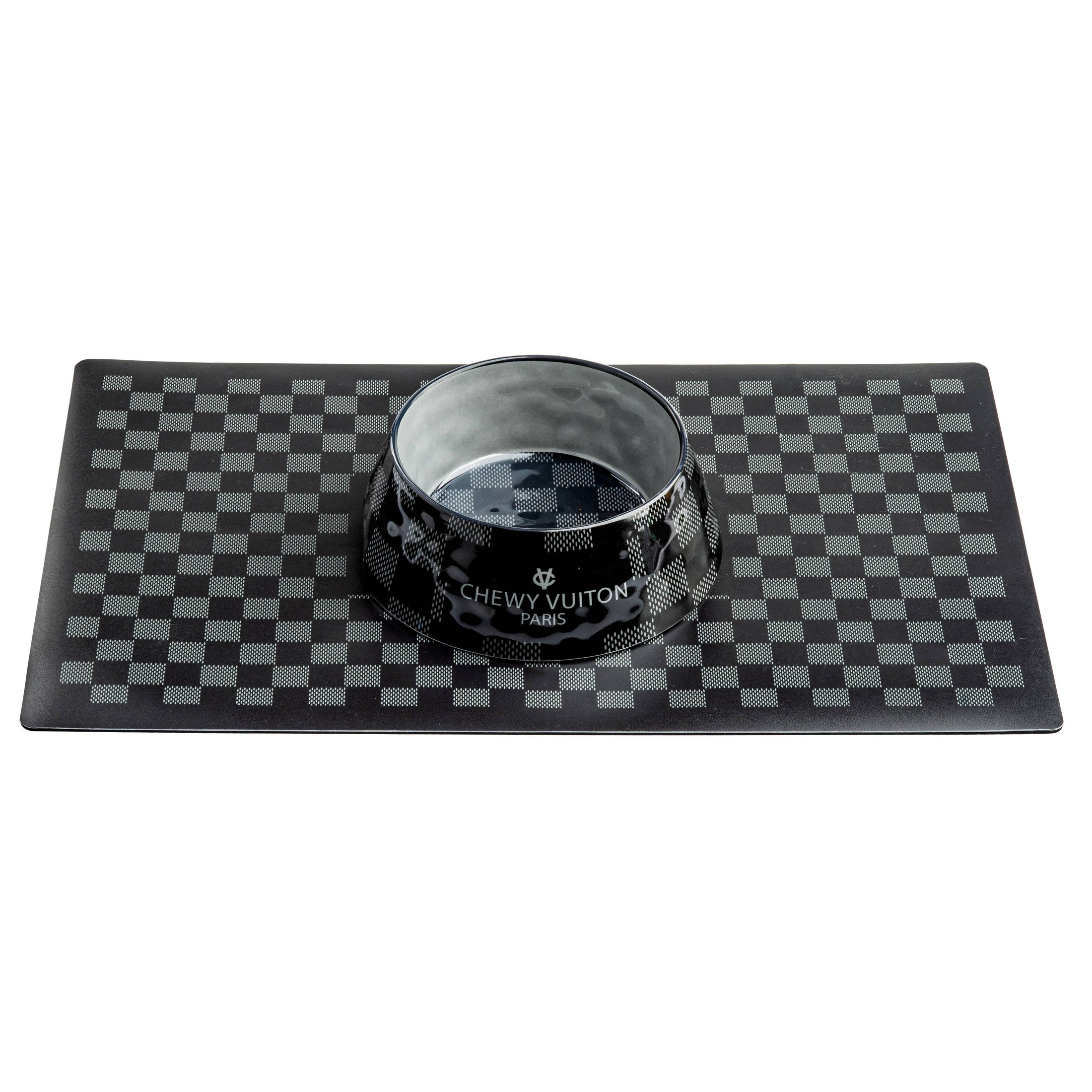 Black Checker Chewy Vuiton Bowl