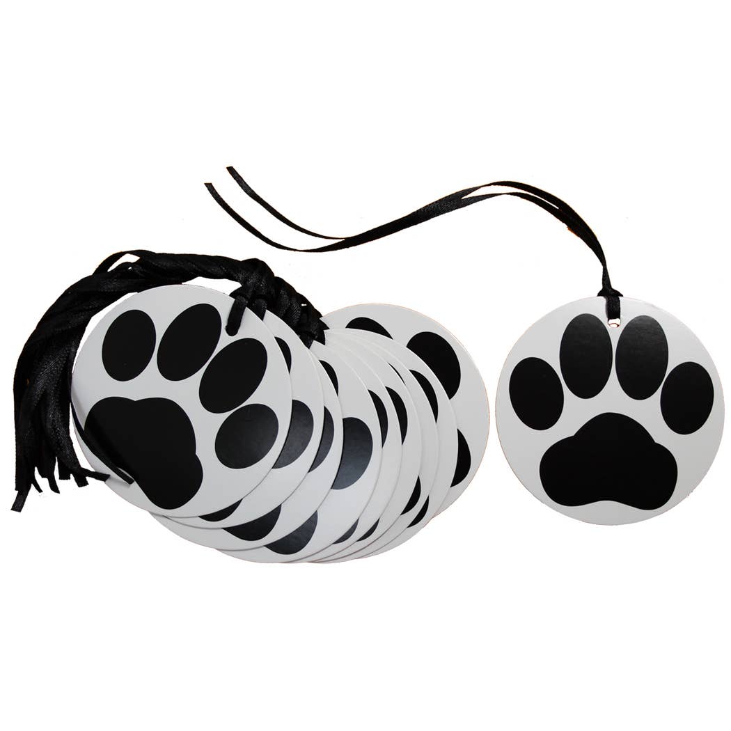 50 Paw Print Gift Tags & Tying Ribbon - pet/dog hampers