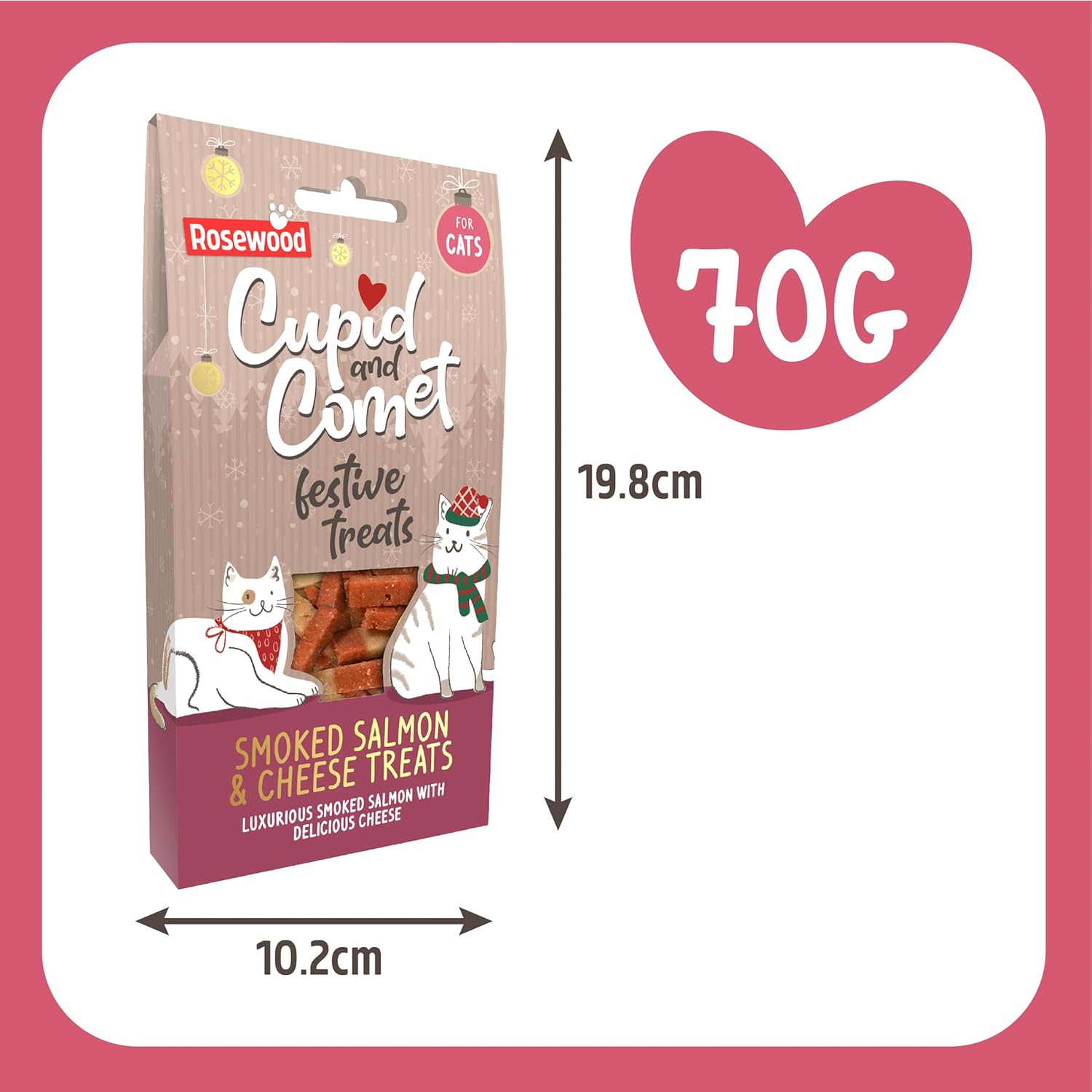 Rosewood Smoked Salmon & Cheese Cat Treats Natural Gourmet Snacks for Cats, 70g Case of 12