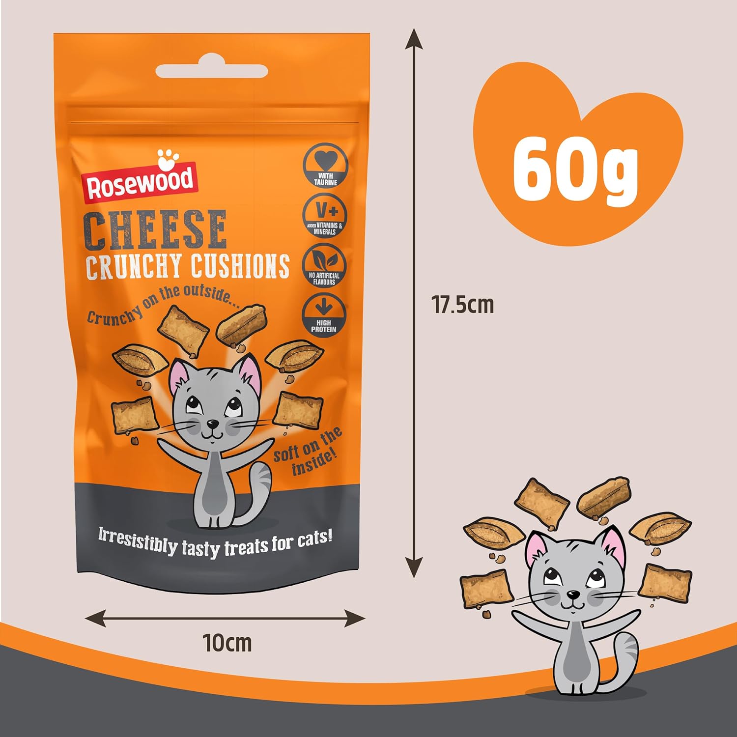 Rosewood Crunchy Cheese Cushions Cheese Dog Treats, Crunchy Bite-Size Snacks, 60g