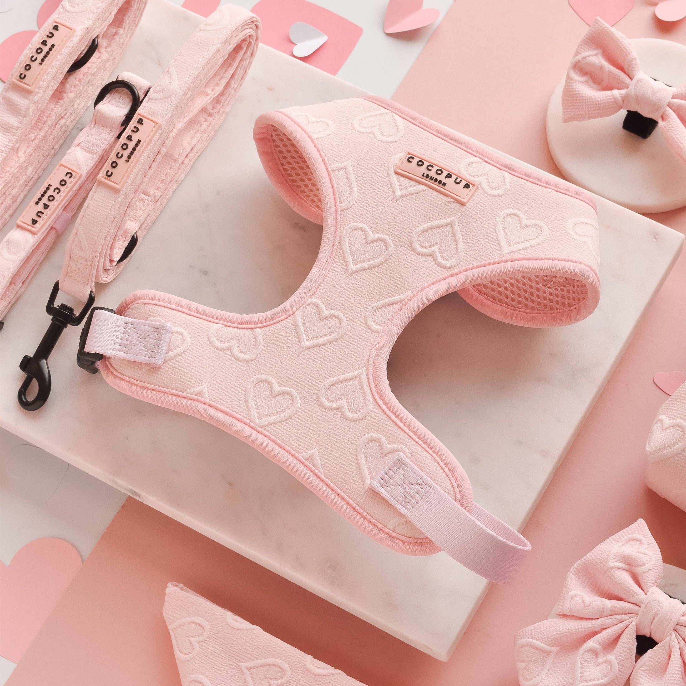Luxe Adjustable Neck Harness - Baby Pink Heart: L