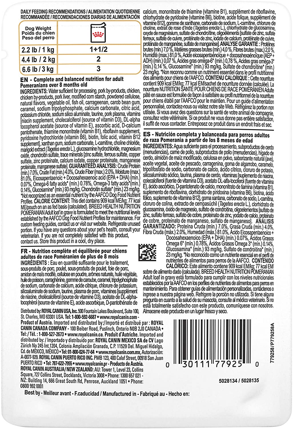 Royal Canin Pomeranian Adult in loaf Wet Dog Food