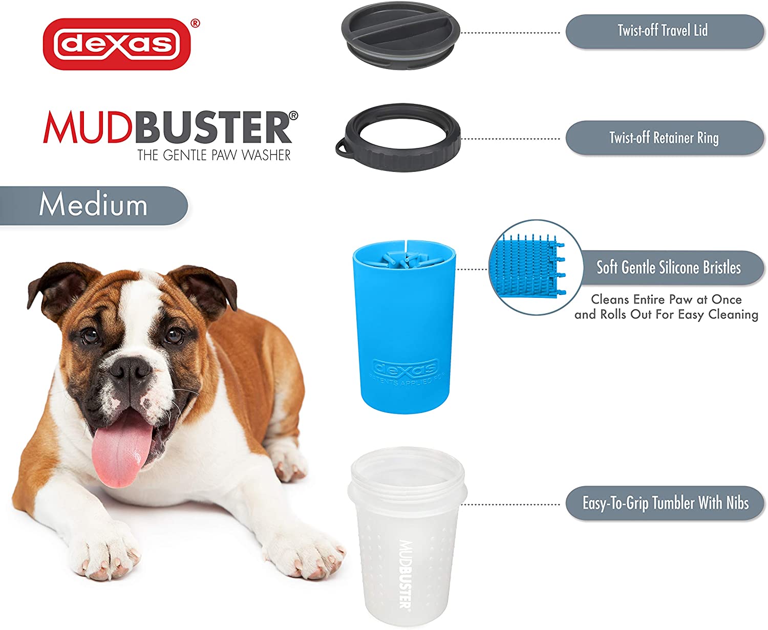 Dexas Lidded MudBuster Pro Blue