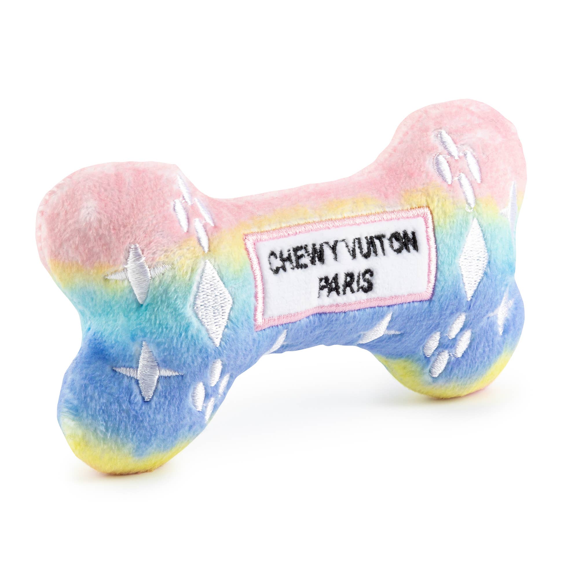 Pink Ombre Chewy Vuiton Bone Squeaker Dog Toy: Large