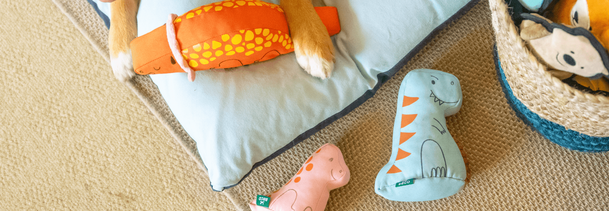 Beco Recycled Soft Tony T-Rex Medium Eco-Friendly Plush Dinosaur Dog Toy for Medium Dogs