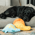 Load image into Gallery viewer, Beco Recycled Soft Dog Toy Eco-Friendly Plush Squeaky Dinosaur Chew Toy Daisy Dimetrodon Medium

