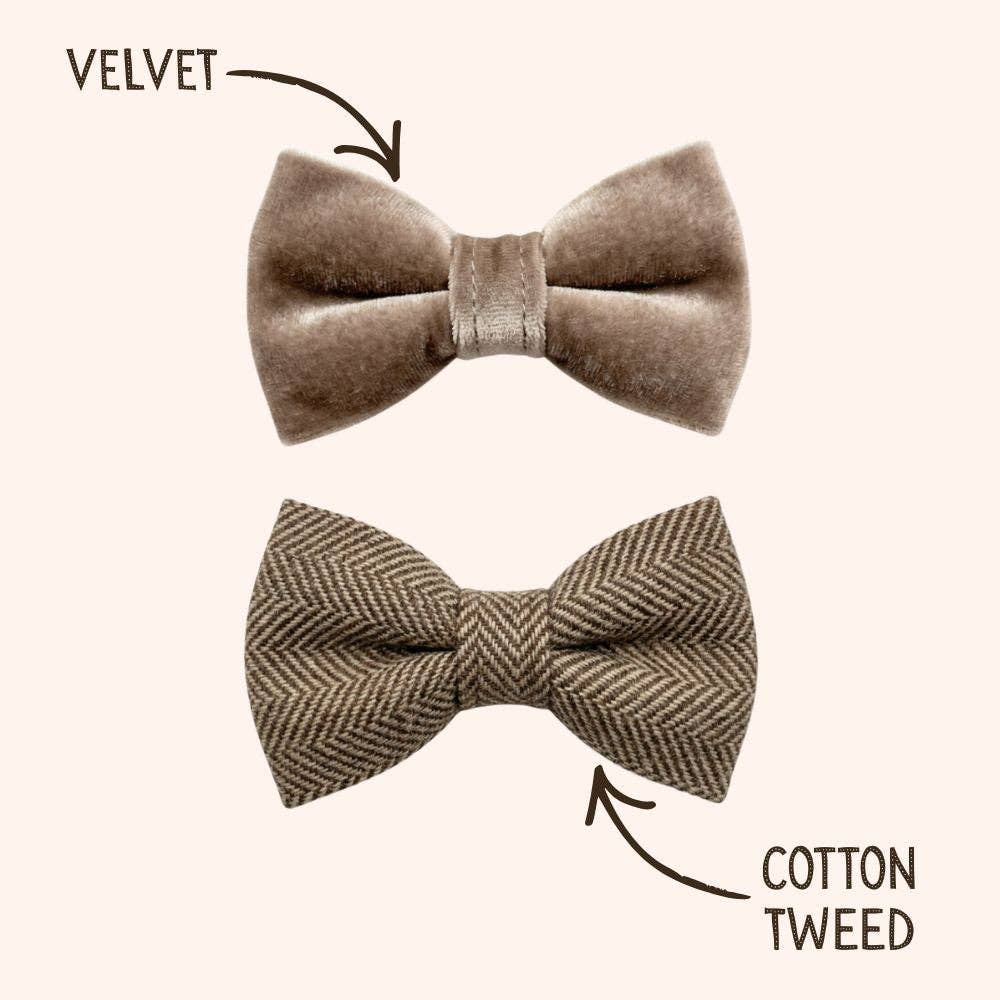 Brown Tweed and Velvet Bow Set: S