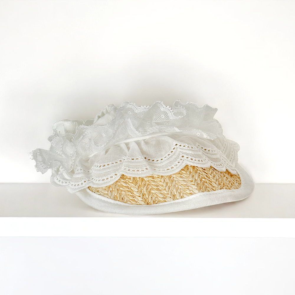 Dog Straw & Lace Sun Hat: M